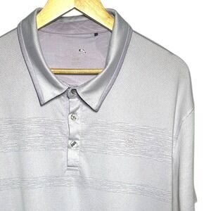 CHAPS Mens Gray Striped Golf Polo Shirt Short Sleeve Performance Tech Size Large